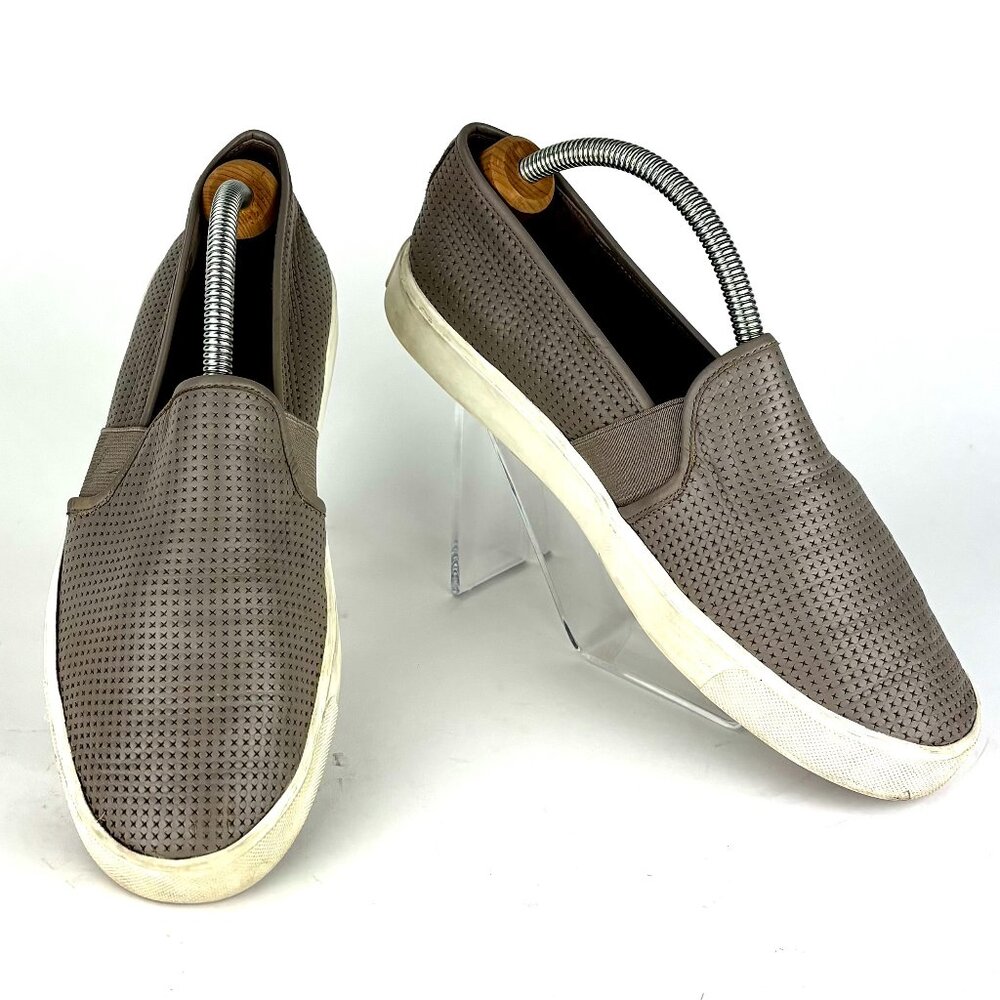 Vince Blair Perforated Leather Slip-On Sneakers - Taupe, Size 8